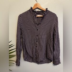 Simons Black and White Plaid Button Down Shirt